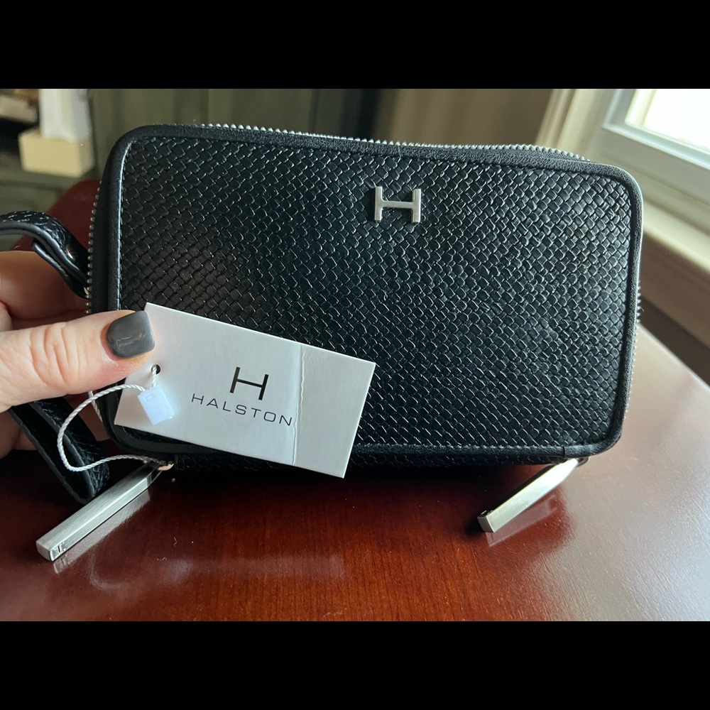 H by Halston wallet. Black with silver hardware.
